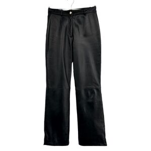 St. John Sport Straight Leg Buttery Black Leather Pants Size 4